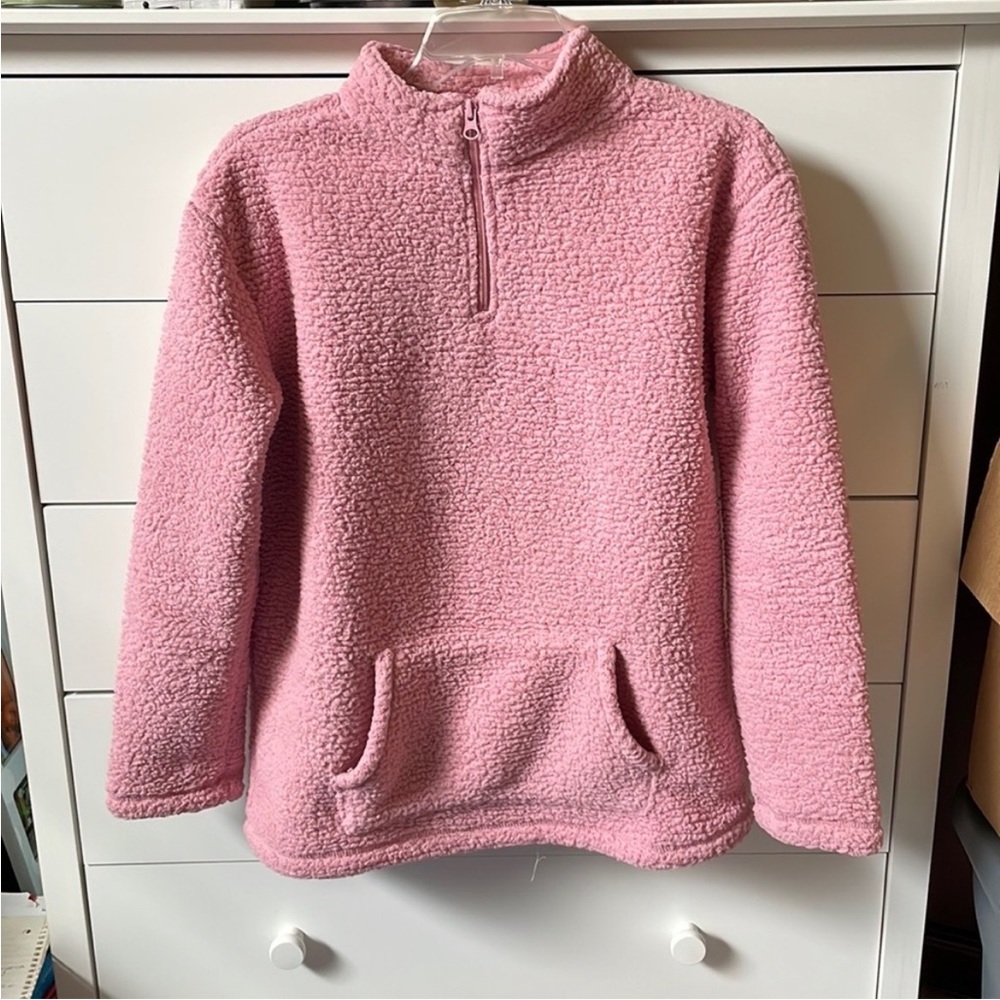 💕Children’s Place Girls Sz XXL (16) Pink Quarter Zip Sherpa